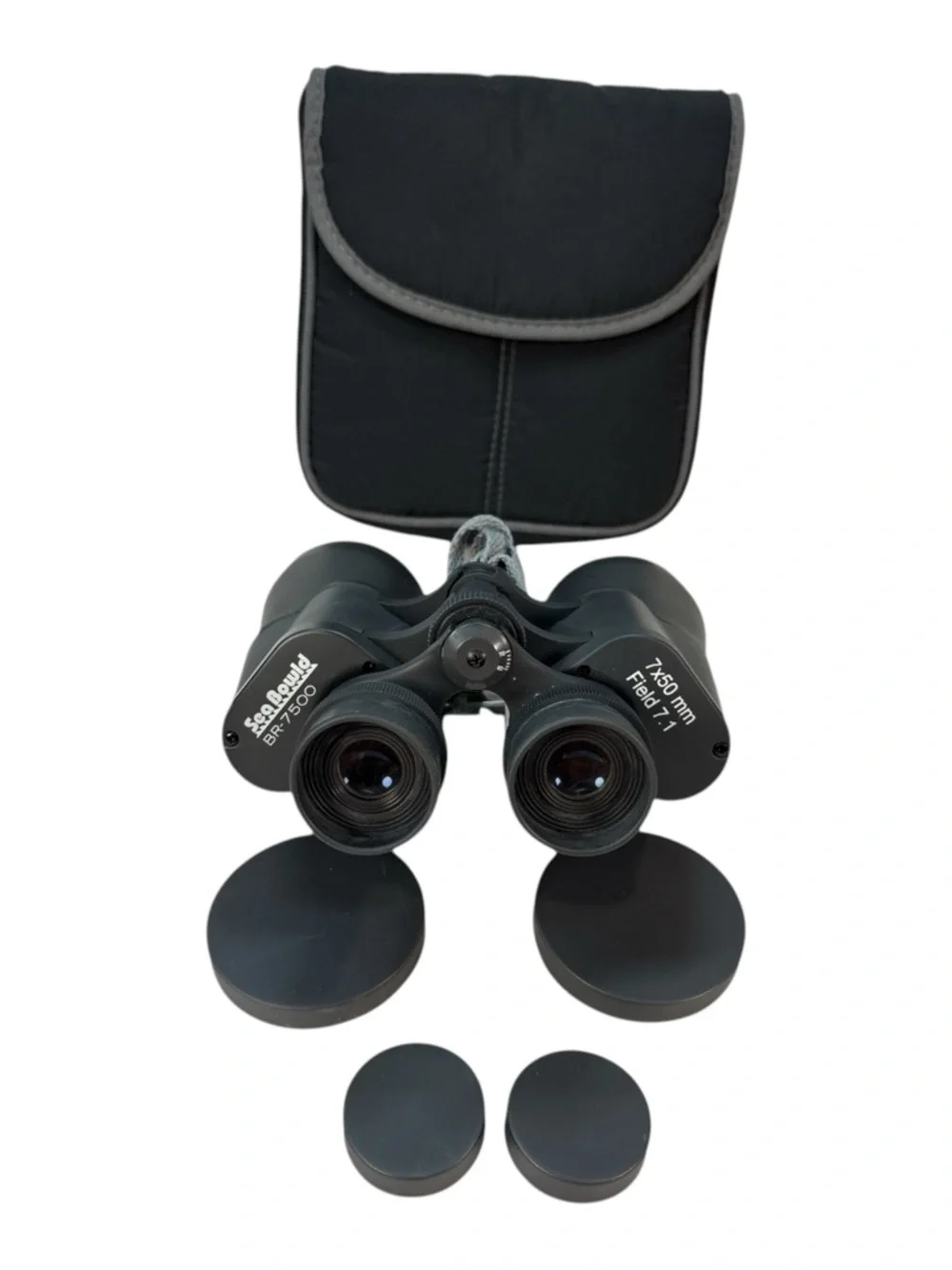 Sea BOWLD BR-7500 Marine Binoculars 7x50 mm 7.1 Field View Black w/ Case & Caps